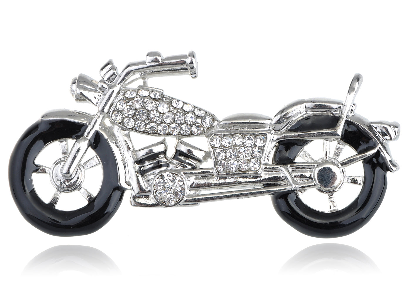 Silver Harley Davidson Biker Motorcycle Racer Fun Pin Brooch