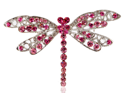 Fuchsia Pink Dragonfly Insect Brooch Pin
