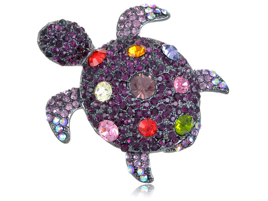 Nickel Purple Colorful Sea Turtle Tortoise Shell Brooch Pin