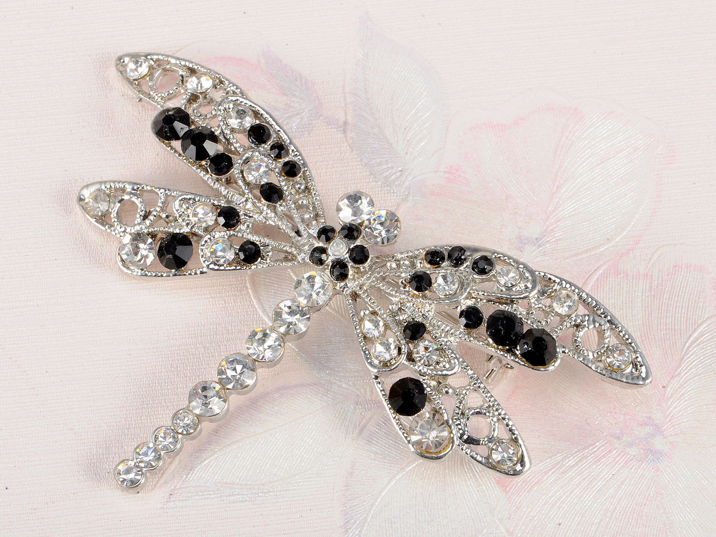 Jet Black Dragonfly Insect Wings Brooch Pin