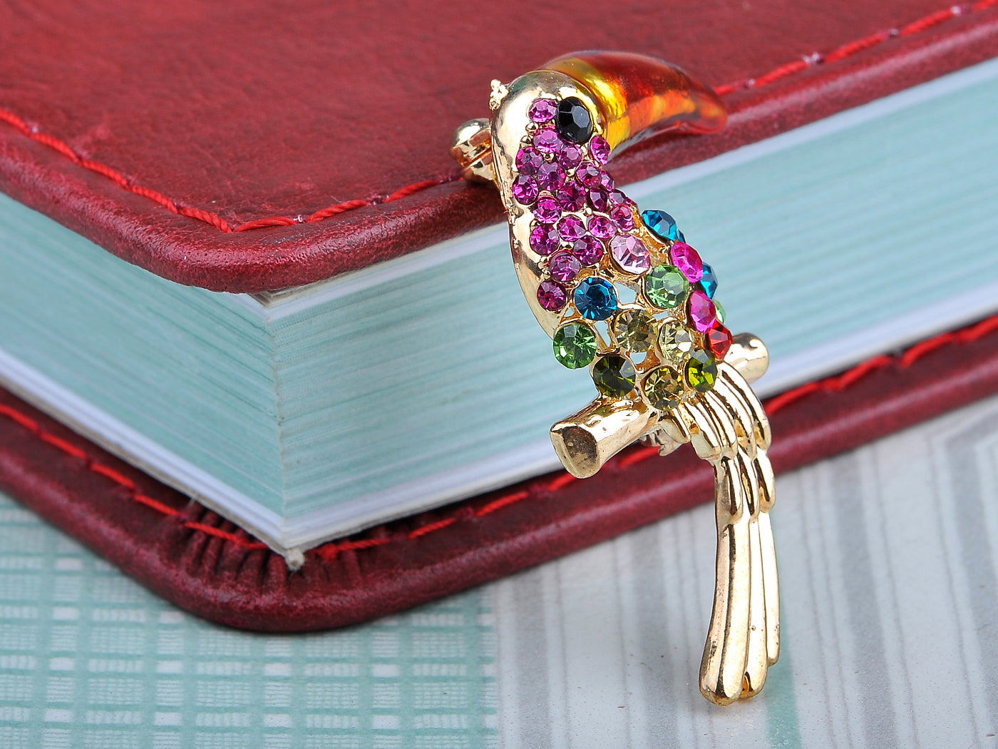 Fuchsia Colorful Ropical Bird Pin Brooch