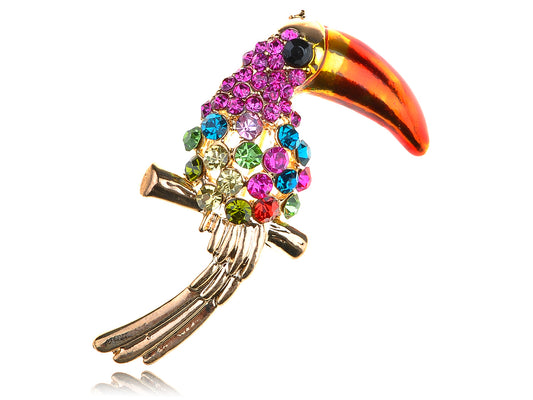 Fuchsia Colorful Ropical Bird Pin Brooch