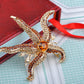 Topaz Red Ocean Starfish Star Brooch Pin