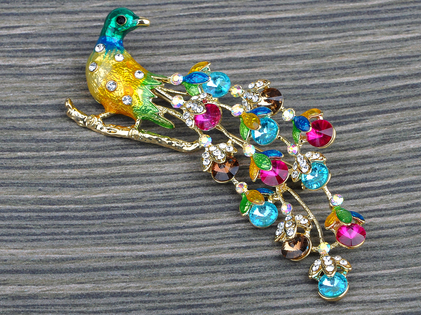 Soft Multicolored Colorful Peacock Bird Feather Brooch Pin