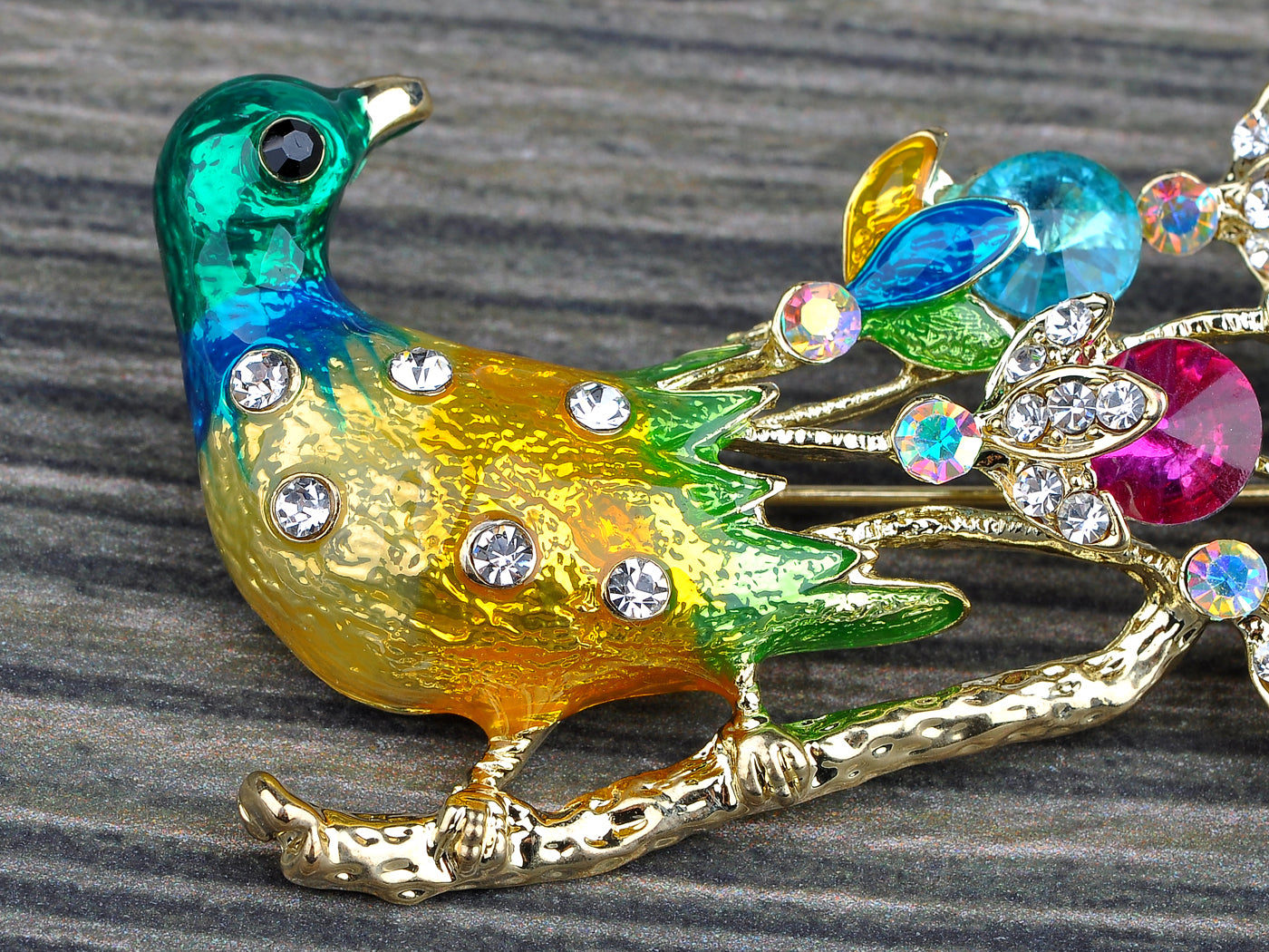 Soft Multicolored Colorful Peacock Bird Feather Brooch Pin