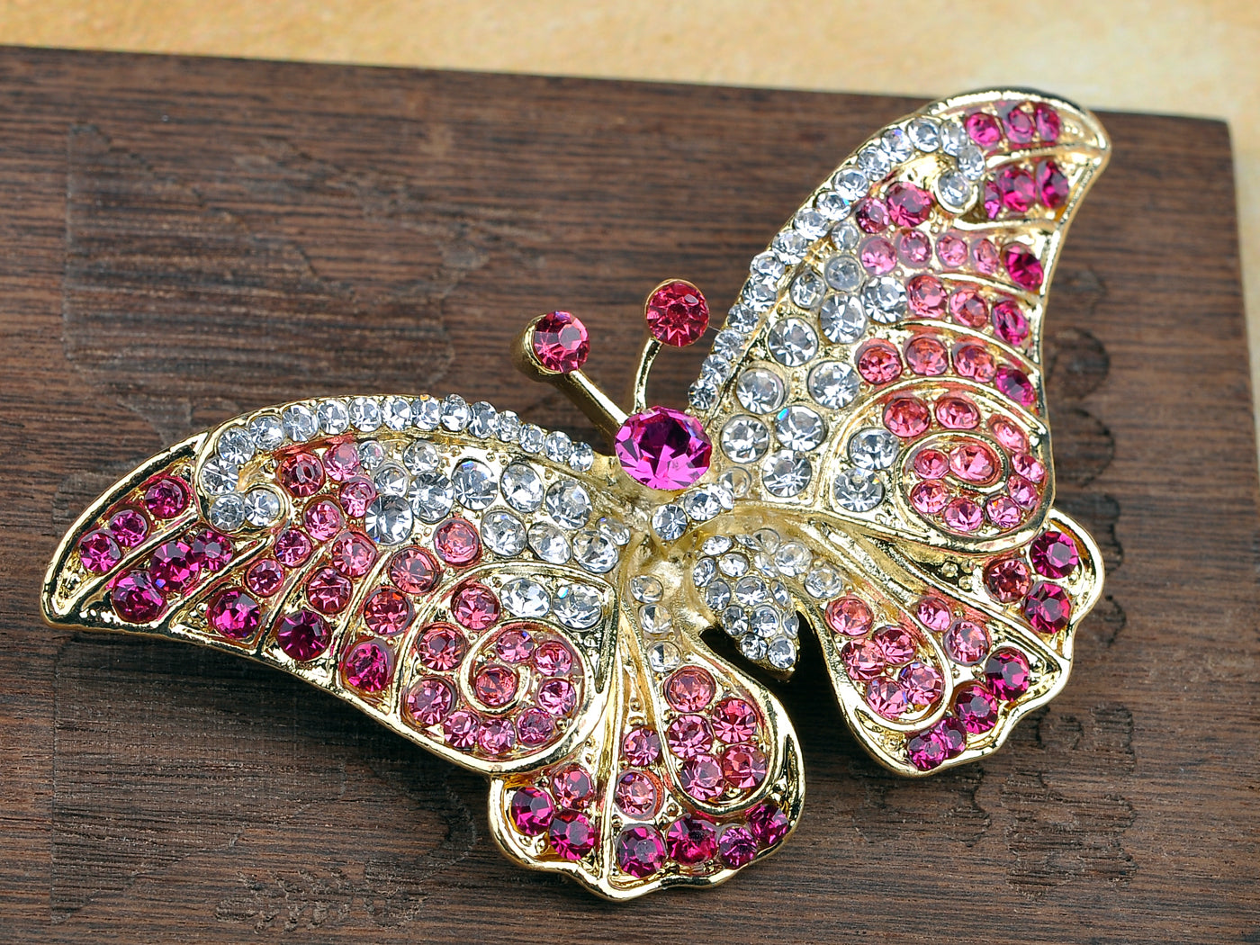 Pink Butterfly Insect Brooch Pin