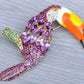 Retro Gold Purple Tropical Rainforest Toucan Parrot Bird Brooch Pin