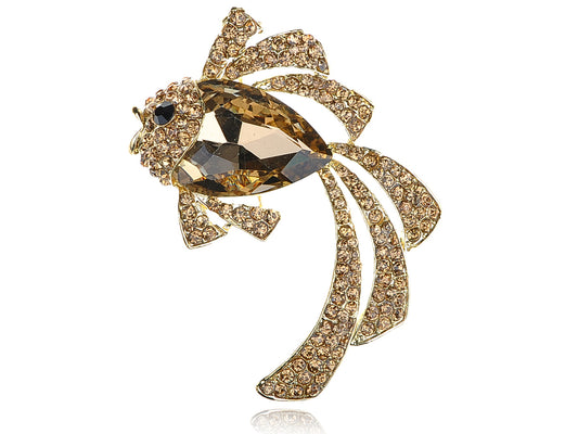 Light Topaz Colored Ocean Sea Fish Brooch Pin