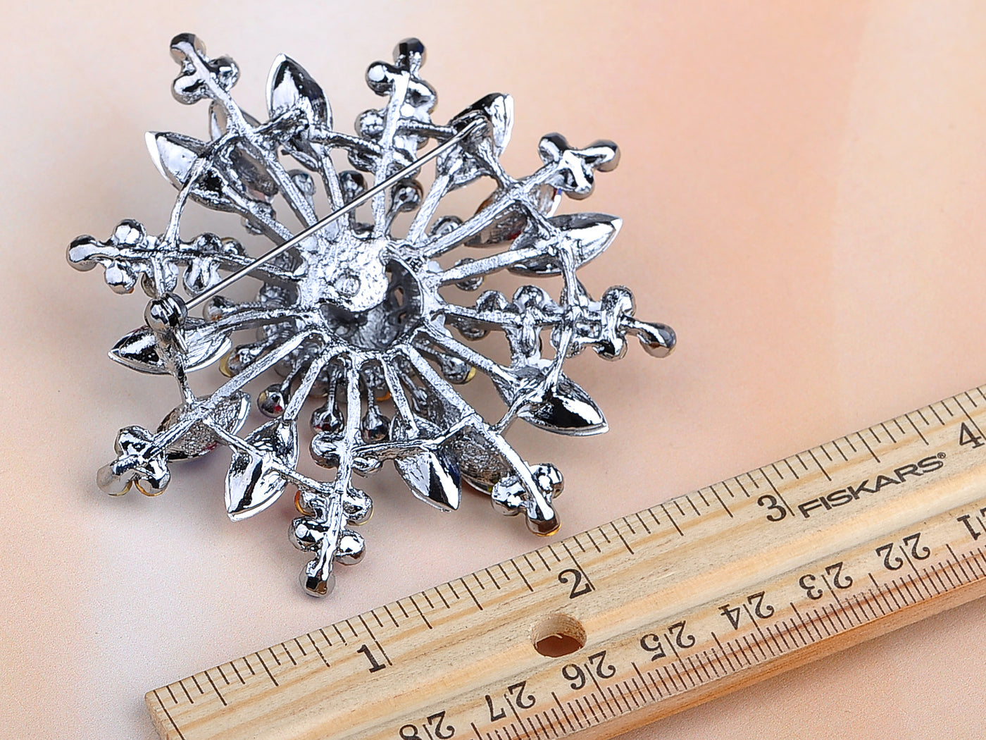 Colorful Sunburst Snowflake Shaped Pin Brooch