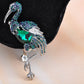 Vintage Emerald Green Sapphire Blue Heron Crane Flamingo Bird Animal Wedding Brooch Pin