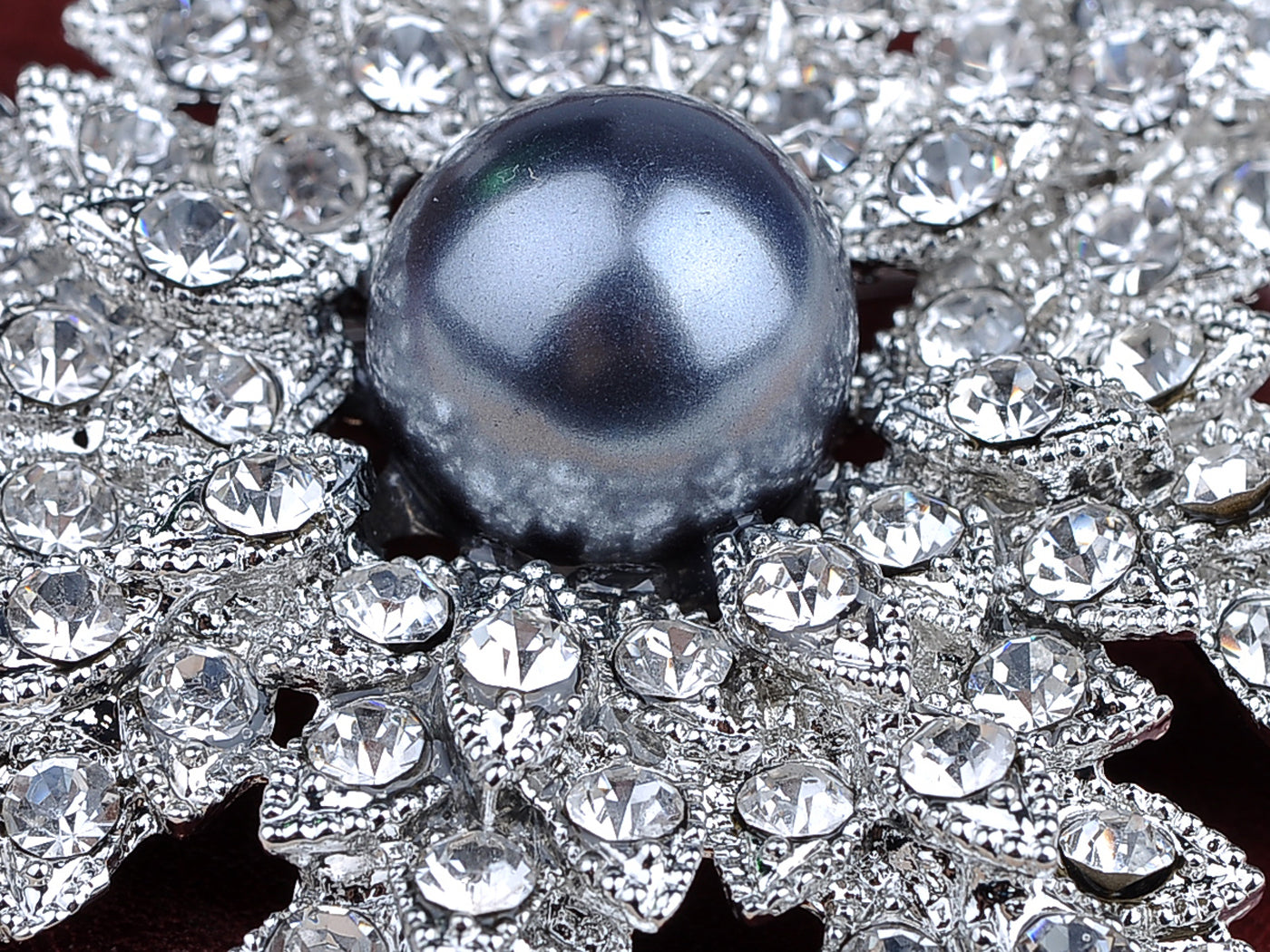 Stunning Pearl Christmas Snowflake Pin Brooch