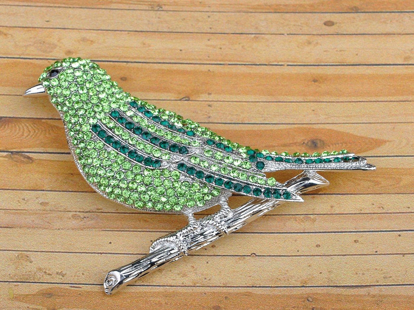 Shine Emerald Green Bird Branch Brooch Pin Pendent
