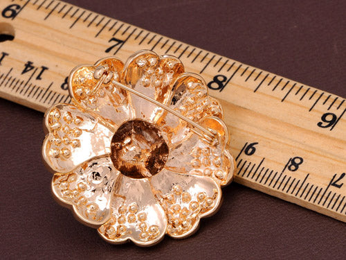 Elements Flower With Pearl Accent Pin Brooch