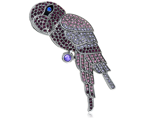 Vintage Retro Ruby Encrusted Blue Eye Parrot Bird Pin Brooch