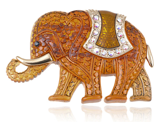 Matte Orange Iridescent African Elephant Brooch Pin