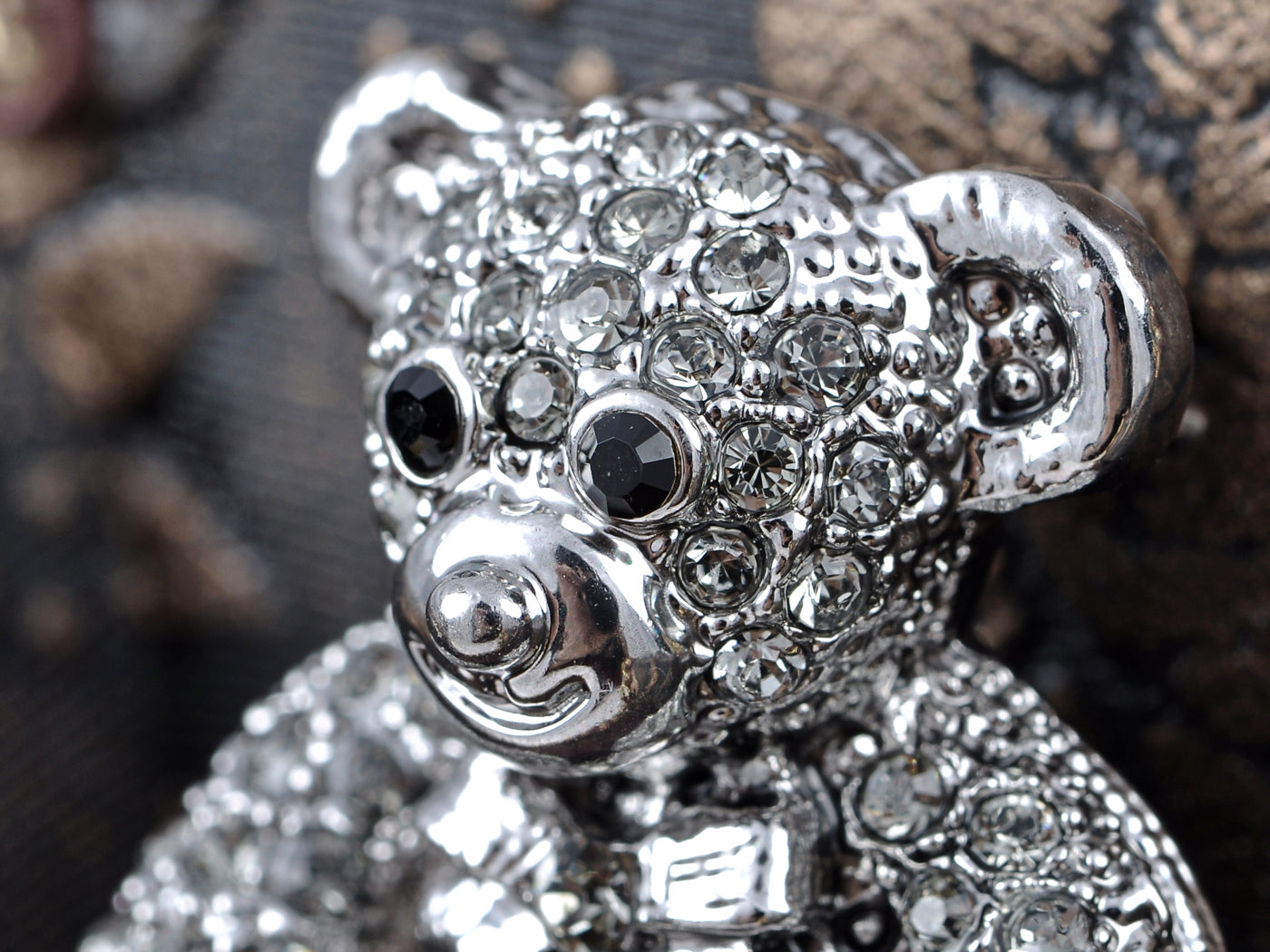Vintage Valentine Silver Teddy Bear Stuffed Animal Lapel Brooch Pin