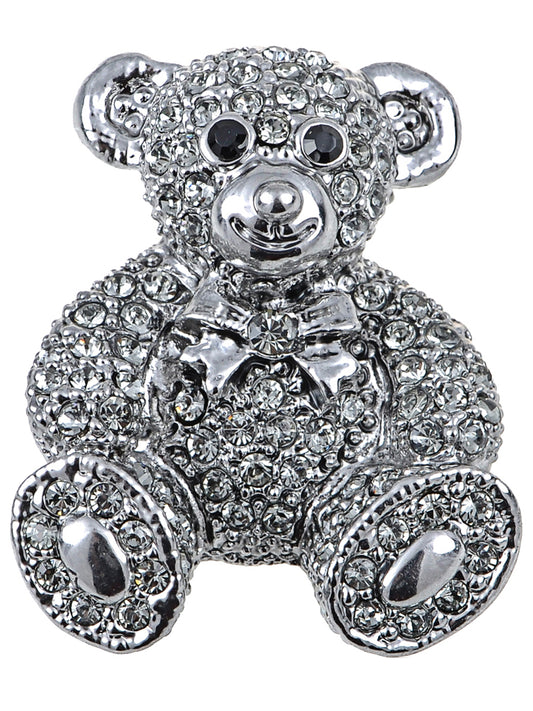 Vintage Valentine Silver Teddy Bear Stuffed Animal Lapel Brooch Pin