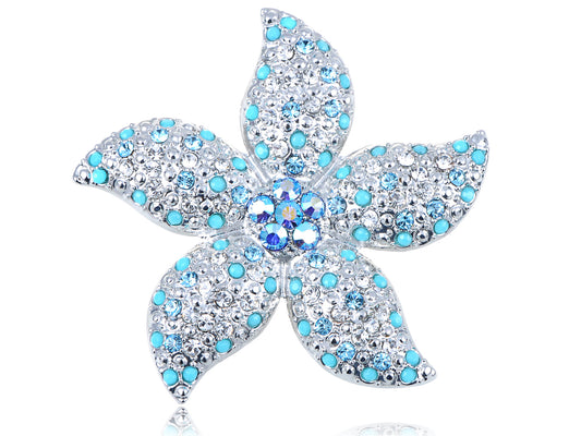 Elements Turquoise Bead Stargazer Lily Flower Pin Brooch