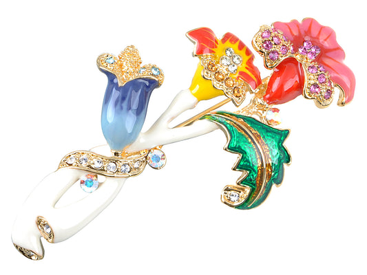 Elements Colorful Intertwining Flower Plant Pin Brooch