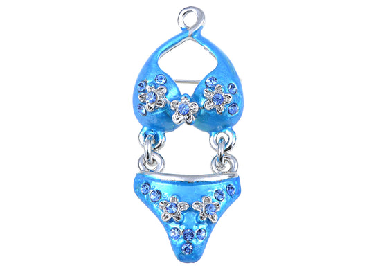 Elements Itsy Bitsy Blue Flower Bikini Summertime Pin Brooch