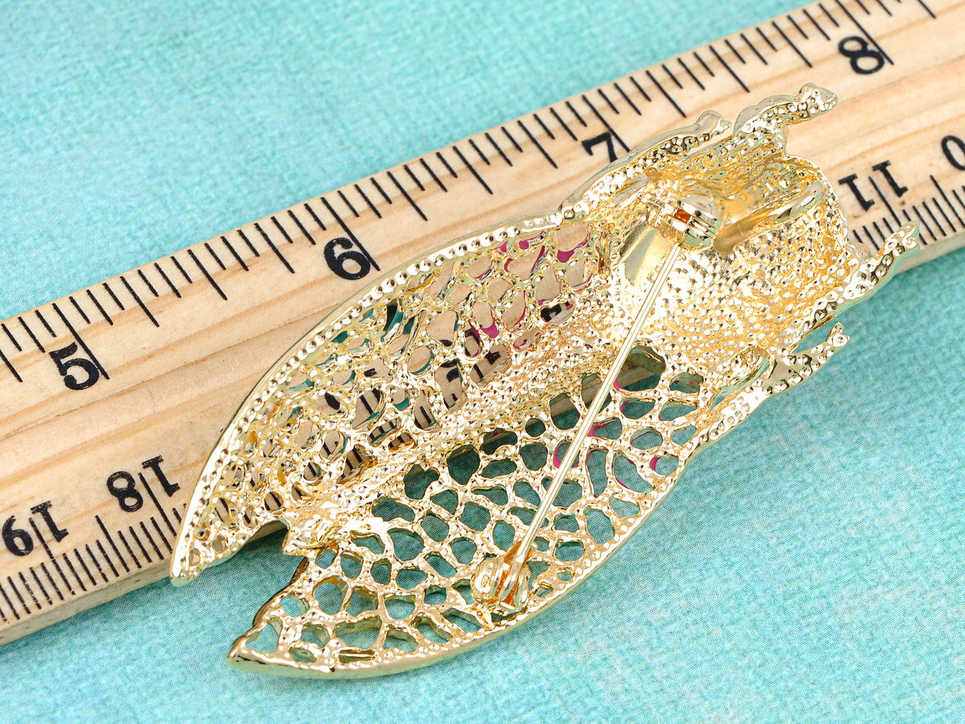 Filigree Insect Beetle Bug Rainbow Pride Convertible To Pendant Brooch Pin