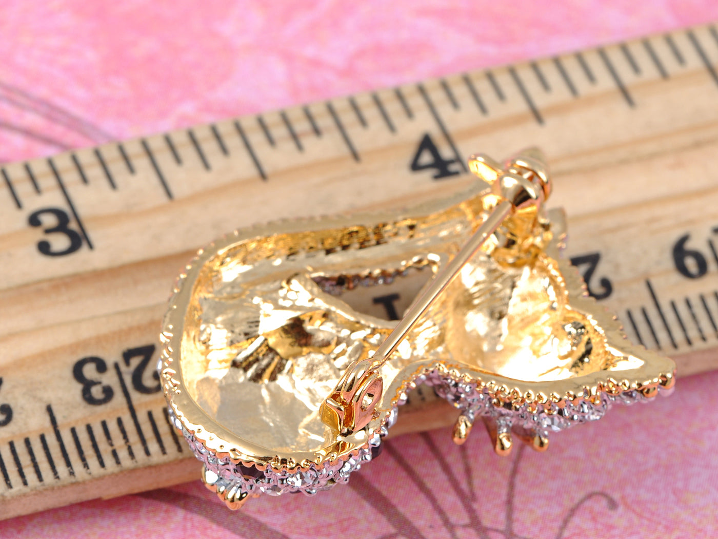 Elements Heart Gold Accent Nose Kitty Cat Pin Brooch