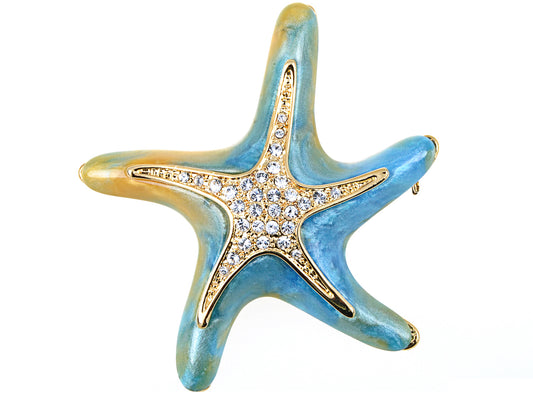 Elements Pearlescent Blue Green Dancin Sea Starfish Pin Brooch