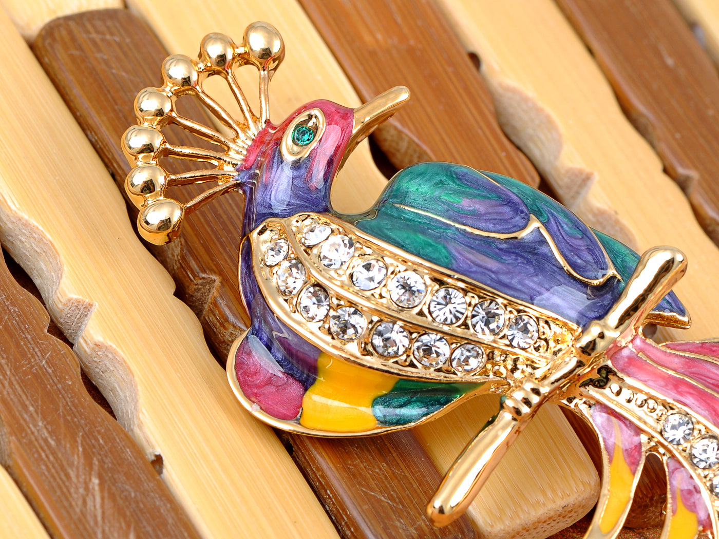 Multicolored Pearlescent Colorful Phoenix Bird Brooch Pin
