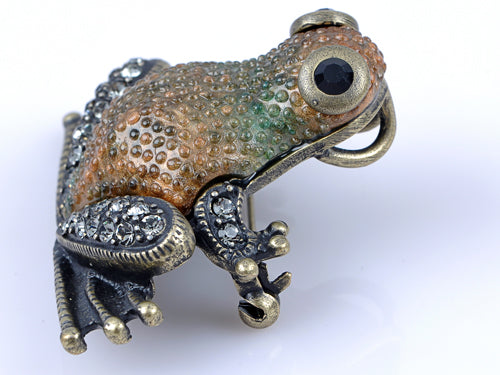 Elements Antique Bumpy Skin Brown Frog Pin Brooch