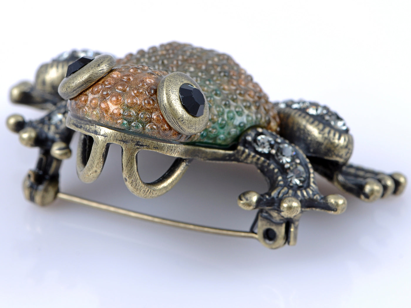 Elements Antique Bumpy Skin Brown Frog Pin Brooch