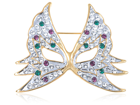 Green Purple Masquerade Ball Butterfly Brooch Pin