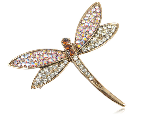 Iridescent Multi Colorful Dragonfly Brooch Pin