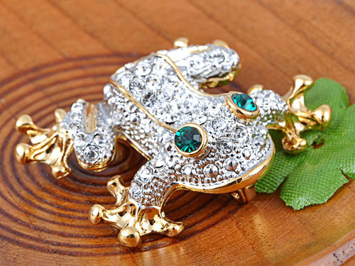 Elements Happy Frog Prince Emerald Eye Pin Brooch