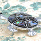 Abalone Shell Hawaiian Swimming Turtle Black Pin Brooch