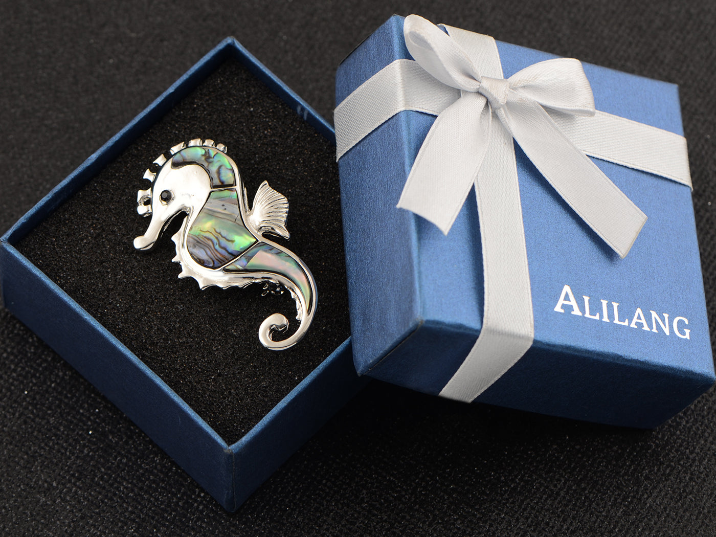 Silver Abalone Shell Hawaiian Under The Sea Seahorse Pin Brooch