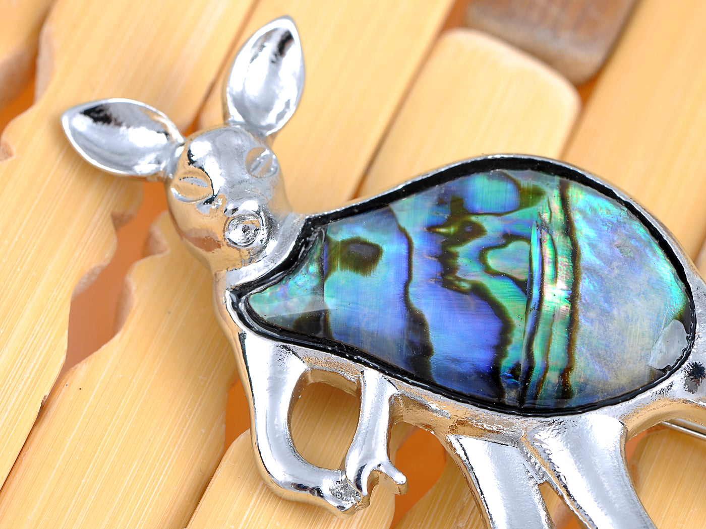 Abalone Colored Kangaroo Joey Brooch Pin