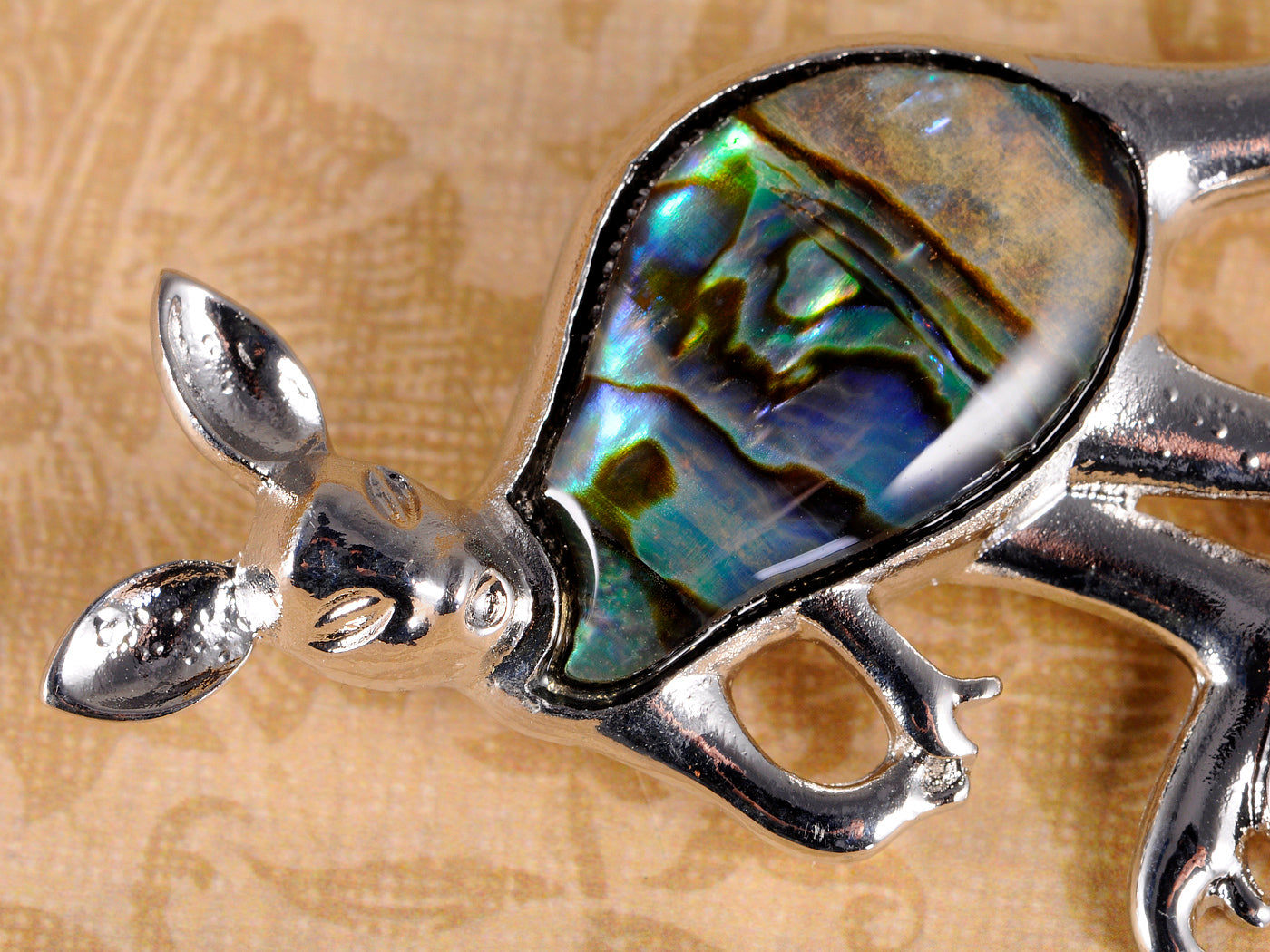 Abalone Colored Kangaroo Joey Brooch Pin