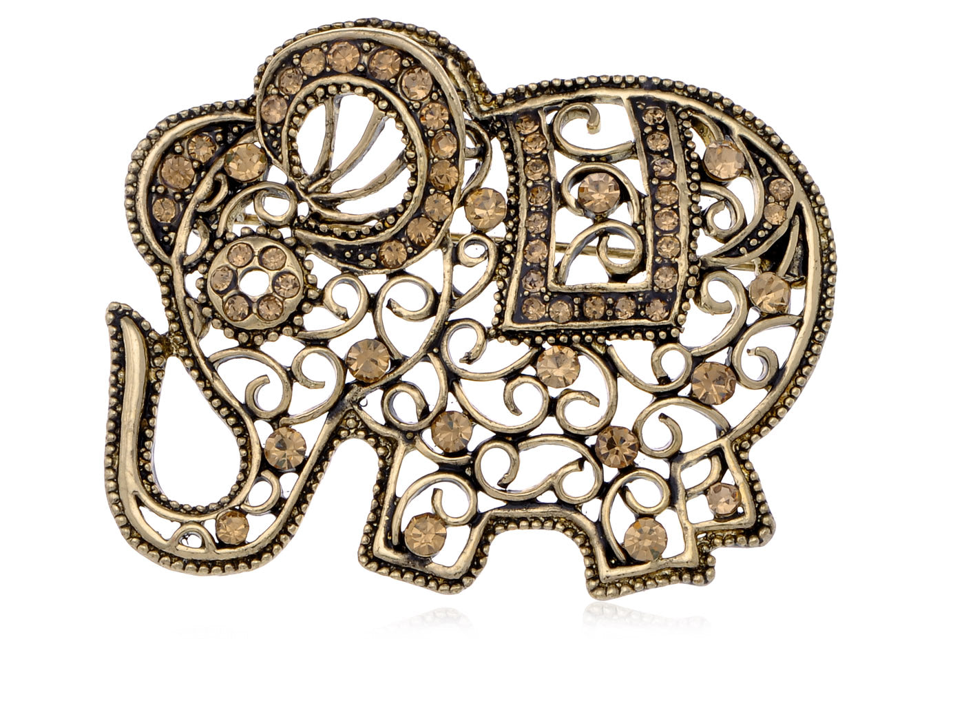 India Genuine Studded Filigree Elephant Brooch