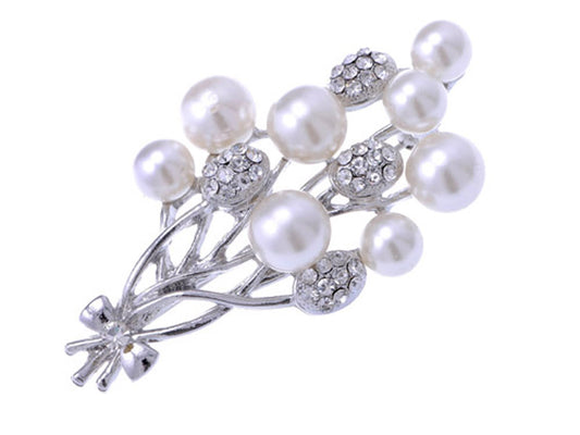 Pearl Encrusted Flower Bouquet Pin Brooch