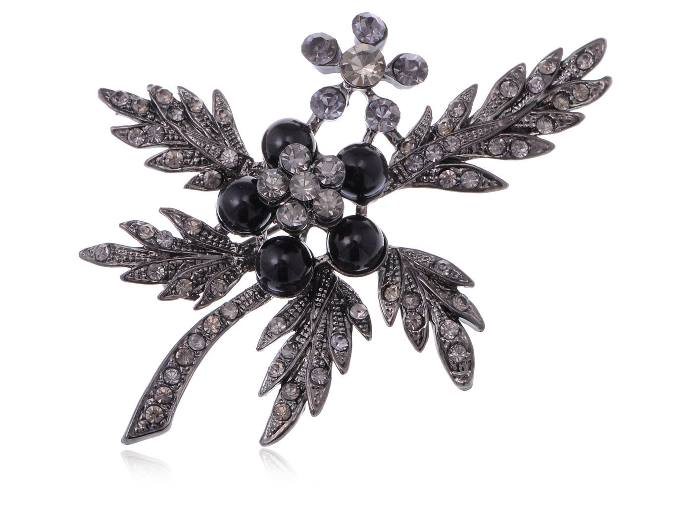 Gun Dark And Dreary Grey Berry Twig And Leaves Pin Brooch