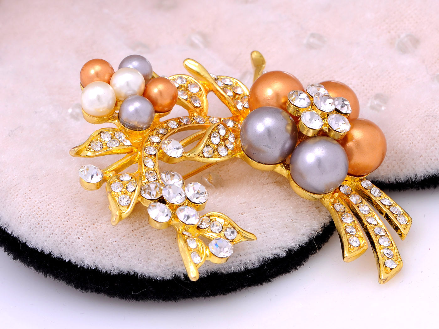 Yellow Pearls Floral Flower Brooch Pin
