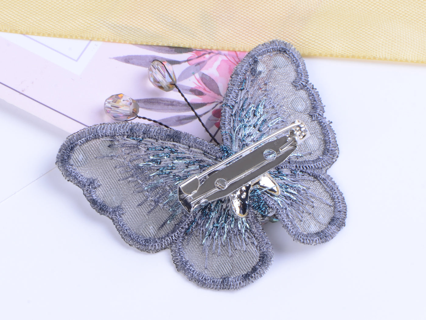 Embroidered Winged Monarch Butterfly Jewelry Brooch Pin