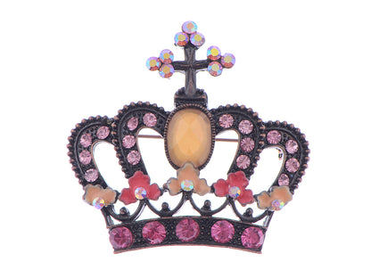 Princess Crown Black Pink Tiara Royal Queen Brooch Pin