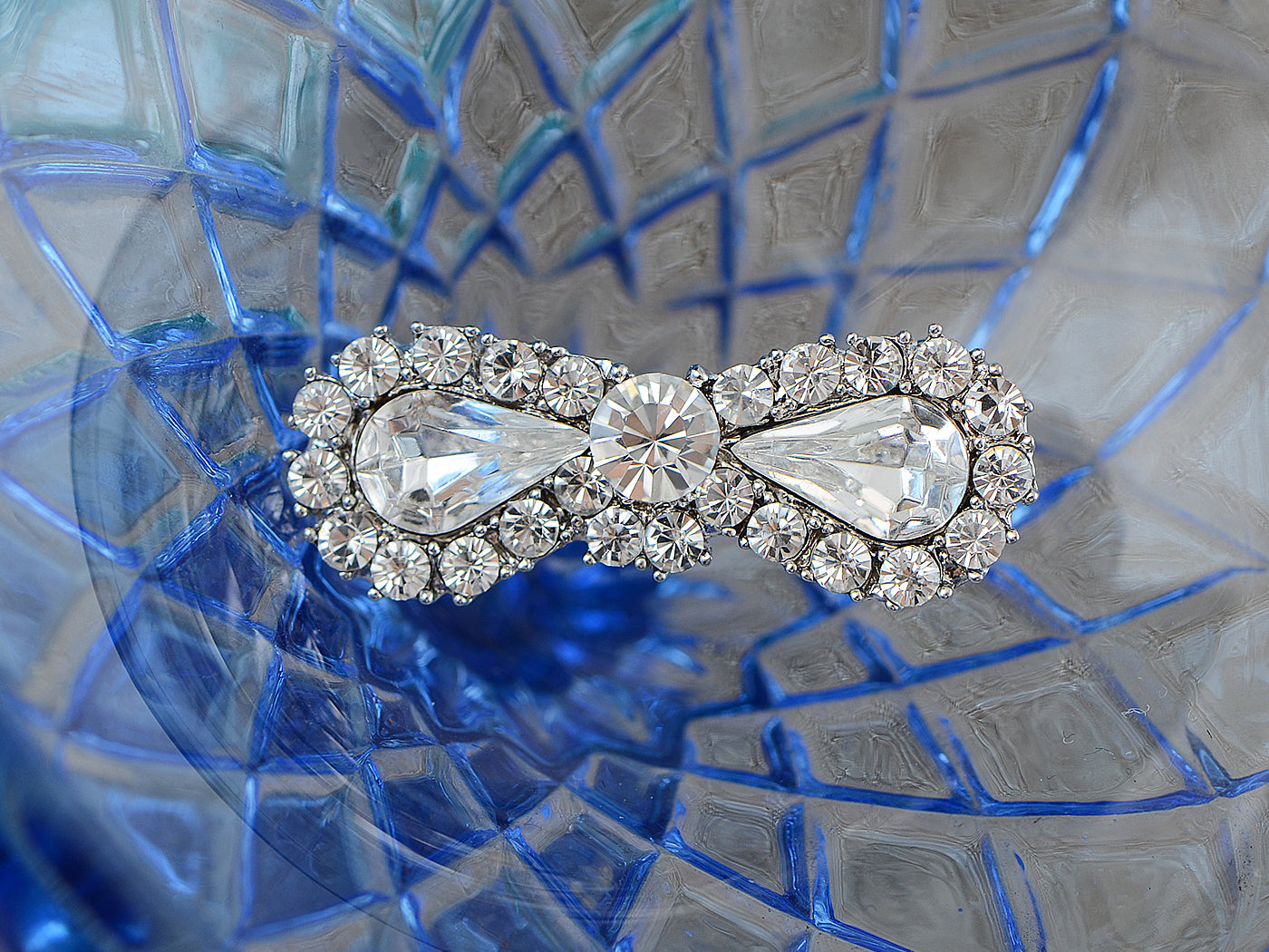 Silver Fancy Glam Bridal Half Bow Pin Brooch