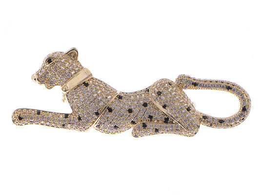 Cubic Zirconnia Copper Plated Egyptian Cougar Cheetah Brooch Pin