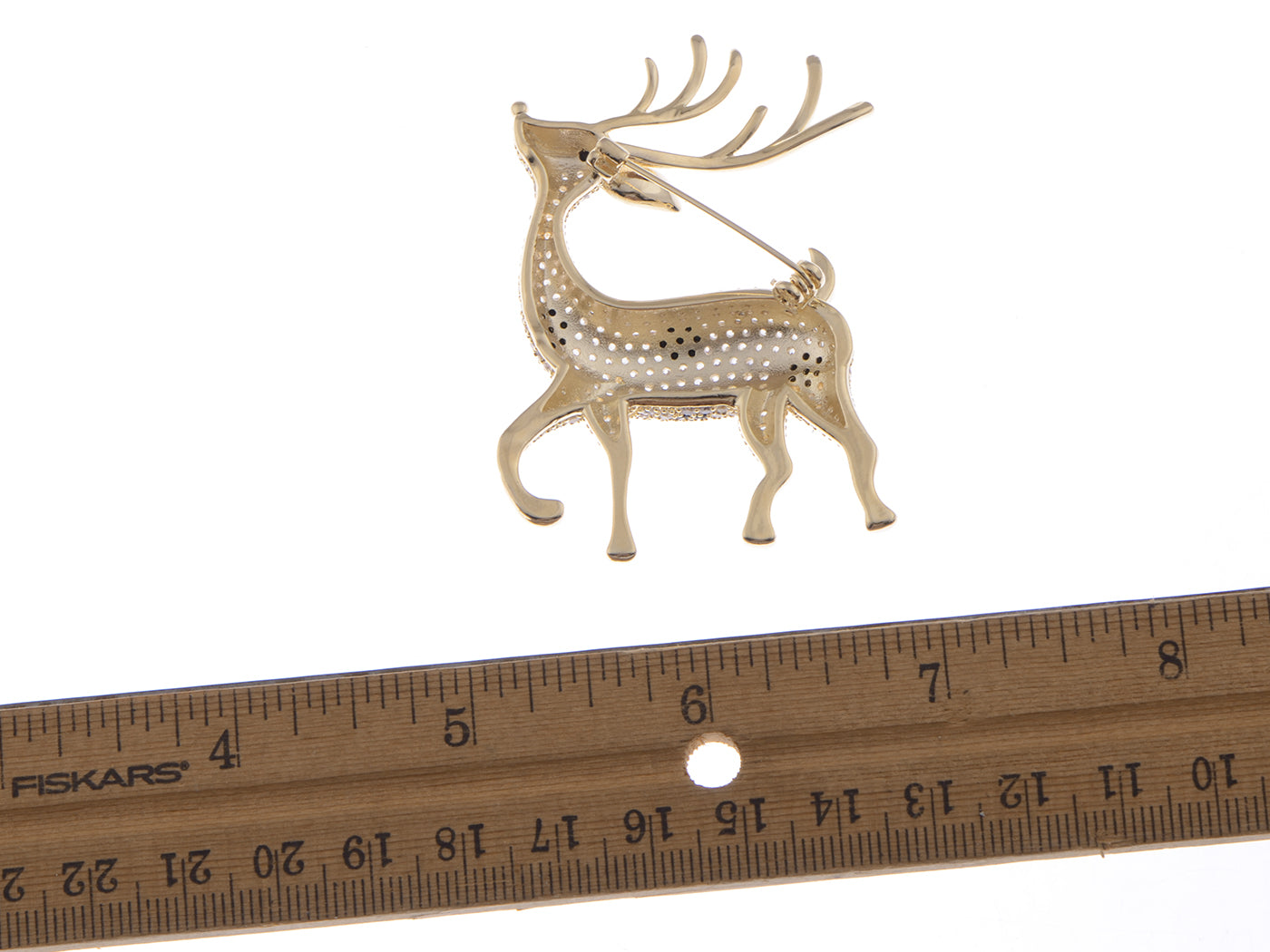 Cubic Zirconnia Copper Plated Christmas Deer Animal Jewelry Pin Brooch