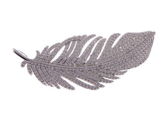 Silver Zirconia Cubic Copper Plated Wedding Leaf Pin Brooch