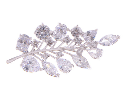 Zirconnia Leaf Plant Copper Plated Vine Party Corsage Wedding Brooch Pin