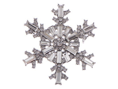 Zircon Copper Plated Winter Snowflake Brooch Shawl Bridesmaid Holiday Christmas Pin