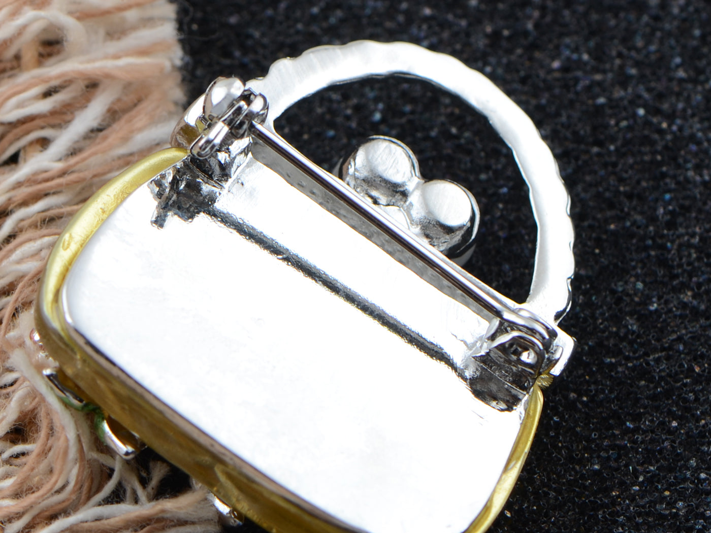 Tiny Purse Clutch Rhinestone Crystal Pearl Charm Brooch Pin